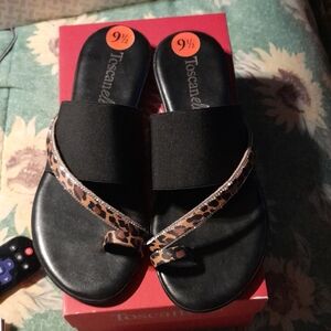 Black and Leopard Women's Sandals Size 9 1/2 BNWB